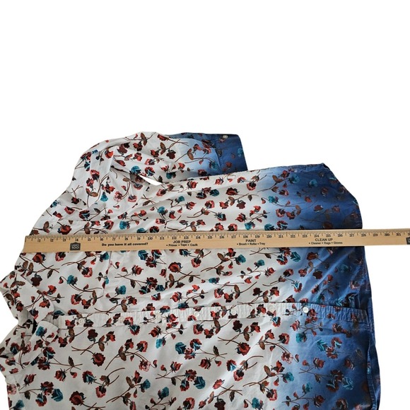 Lands End Womens 1X Floral Ombre Long Sleeve Cotton Button Down Shirt - Picture 15 of 16